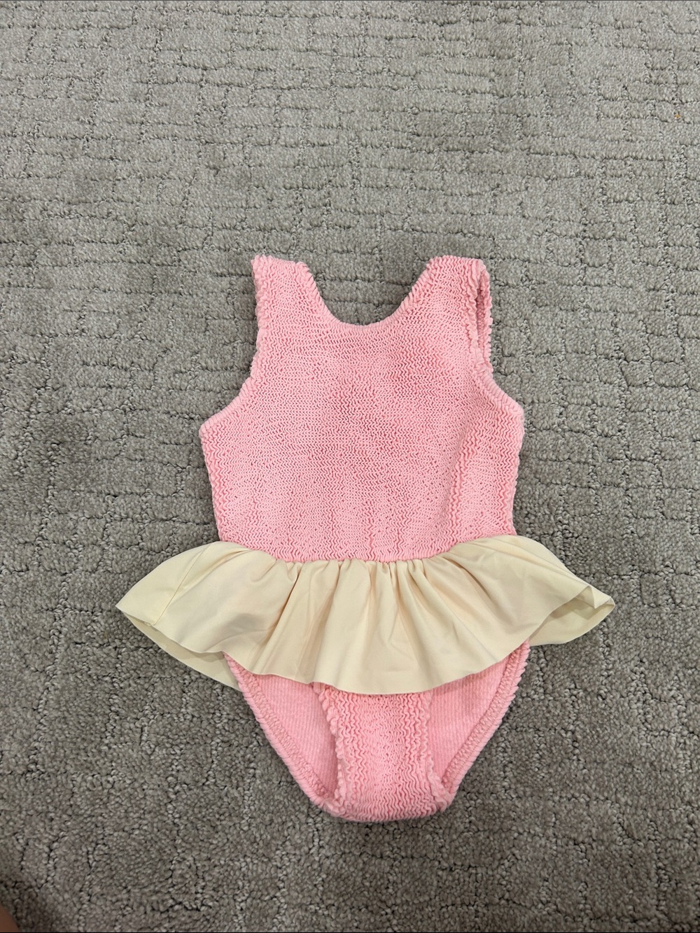 Pink Textured Baby/Toddler One-Piece with Cream Tutu